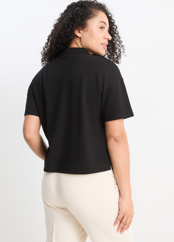 Черная женская футболка-поло C&A однотонная