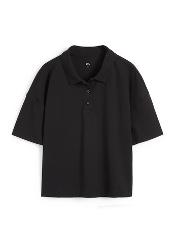 Черная женская футболка-поло C&A однотонная