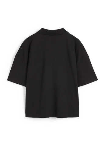 Черная женская футболка-поло C&A однотонная