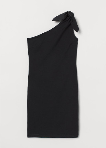 Чорна коктейльна плаття, сукня на одне плече H&M однотонна