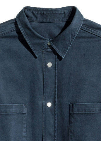 Темно-синяя кэжуал рубашка однотонная H&M Studio с длинным рукавом