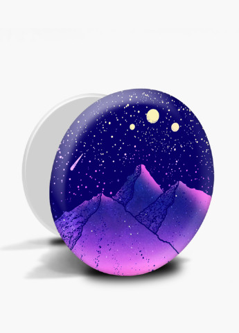Попсокет (Popsockets) тримач для смартфону Зоряні гори (Starry mountains) (8754-2846) Чорний MobiPrint (221548596)