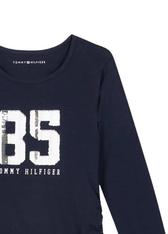 Темно-синий демисезонный кэжуал лонгслив Tommy Hilfiger с надписями