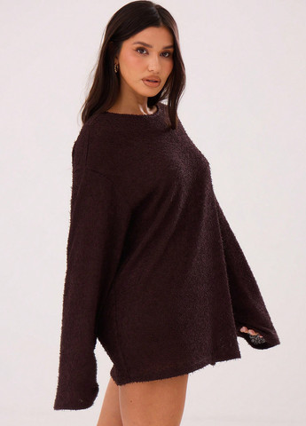 Коричневое кэжуал платье платье-свитер SHEIN однотонное