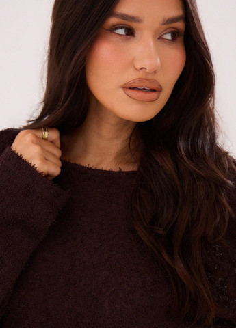 Коричневое кэжуал платье платье-свитер SHEIN однотонное