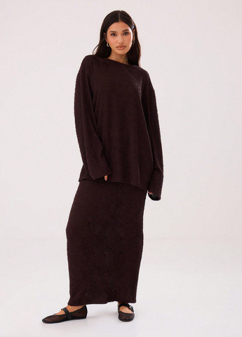 Коричневое кэжуал платье платье-свитер SHEIN однотонное