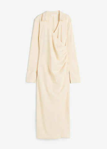 Светло-желтое кэжуал, деловое платье рубашка H&M однотонное