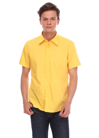 Желтая кэжуал рубашка однотонная Roventino с коротким рукавом