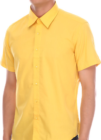 Желтая кэжуал рубашка однотонная Roventino с коротким рукавом
