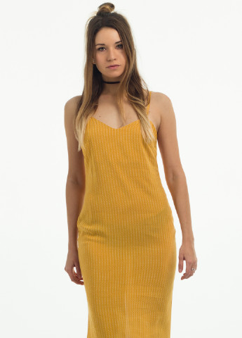 Желтое кэжуал платье макси Norte с геометрическим узором