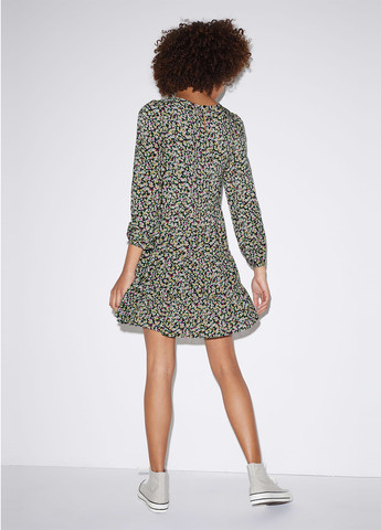 Комбинированное кэжуал платье клеш C&A с цветочным принтом