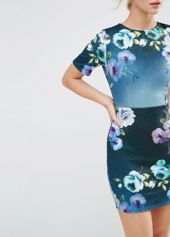 Темно-синее кэжуал платье футляр Asos с цветочным принтом