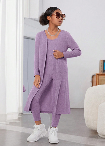 Бузковий демісезонний костюм (кардиган, комбінезон) SHEIN