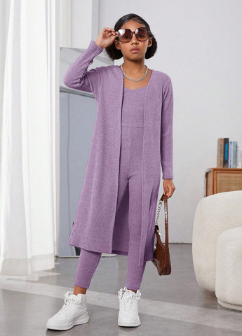 Бузковий демісезонний костюм (кардиган, комбінезон) SHEIN