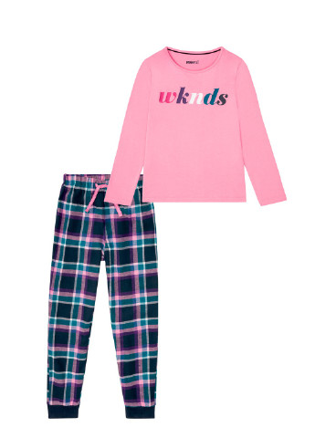 Розовая всесезон пижама лонгслив + брюки Pepperts