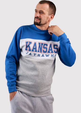 Комбинированный свитшот Blue 84 надпись без декора (361422101)