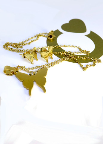Набір ланцюжок з кулоном і сережки "Butterfly", золотистий Анна Ясеницька (256380266)