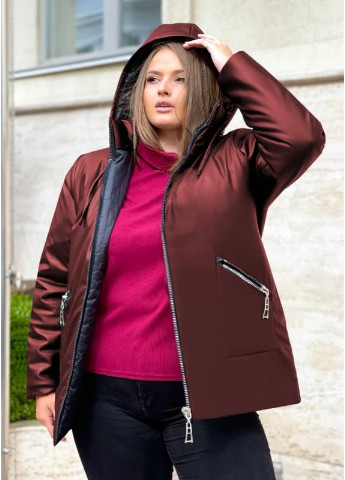 Бордовая зимняя зимняя куртка из экокожи алесия Look & Buy