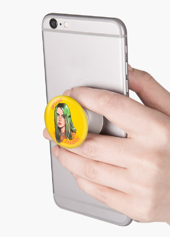 Попсокет (Popsockets) тримач для смартфону Біллі Айлиш (Billie Eilish) (8754-1599) Чорний MobiPrint (216748503)