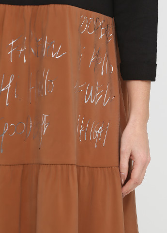 Светло-коричневое кэжуал платье клеш Made in Italy с надписью