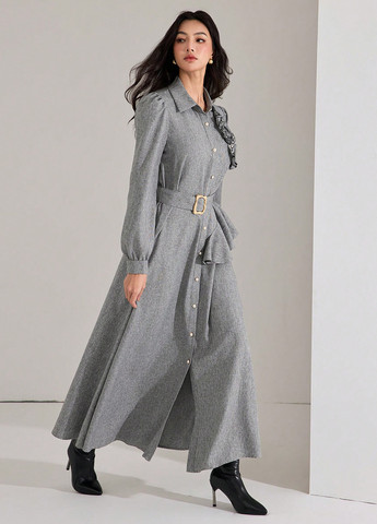 Сіра кежуал сукня сукня-сорочка SHEIN меланжева