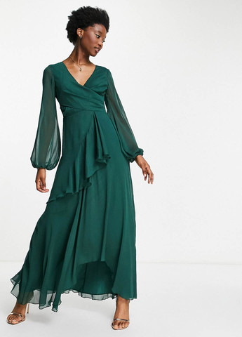 Зеленое кэжуал платье клеш Asos однотонное