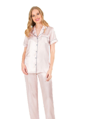 Персиковая пижама шелковая персиковая m футболка + брюки Vienetta