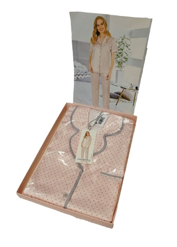 Персикова піжама шовкова персікова m футболка + штани Vienetta