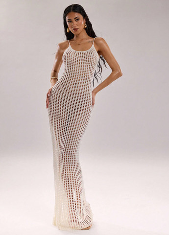 Білий пляжна сукня силуетна, з відкритою спиною SHEIN однотонна