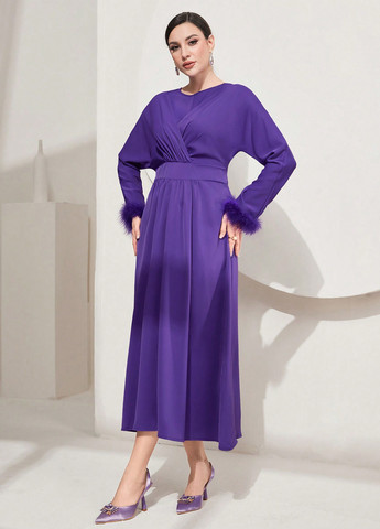 Фіолетова вечірня сукня SHEIN однотонна