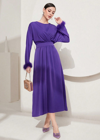 Фіолетова вечірня сукня SHEIN однотонна