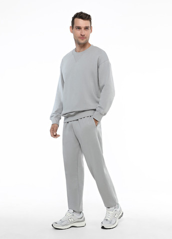 Светло-серые кэжуал демисезонные прямые брюки Promin