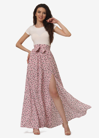 Светло-розовая кэжуал в горошек юбка Lila Kass клешированная