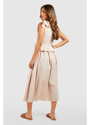 Бежева кежуал сукня Boohoo однотонна