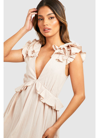 Бежева кежуал сукня Boohoo однотонна