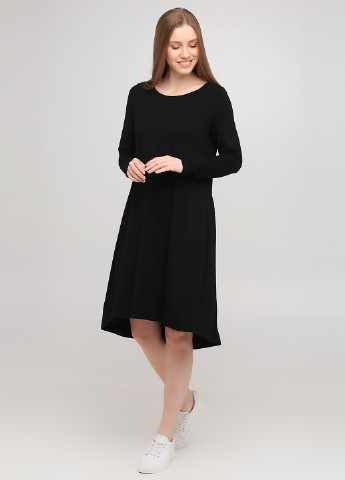 Черное кэжуал платье клеш Eileen Fisher однотонное
