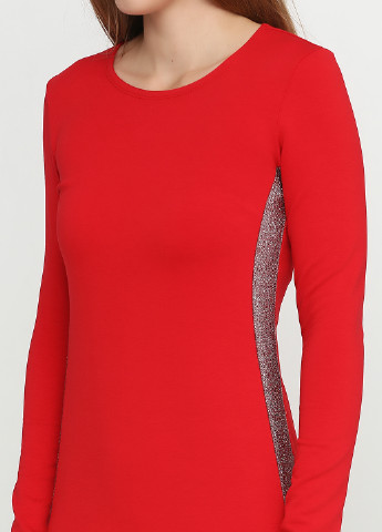 Красное кэжуал платье с длинным рукавом Dorkini однотонное