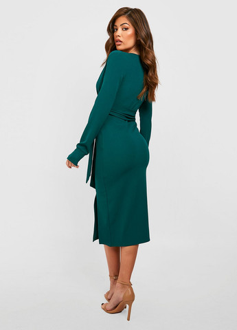Зеленое кэжуал платье Boohoo однотонное