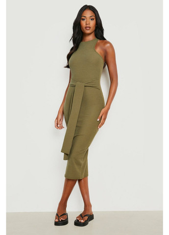 Оливкова (хакі) кежуал сукня силуетна Boohoo однотонна