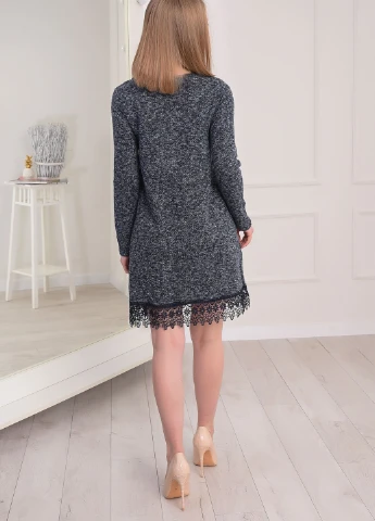 Серо-синее кэжуал платье Let's Shop однотонное