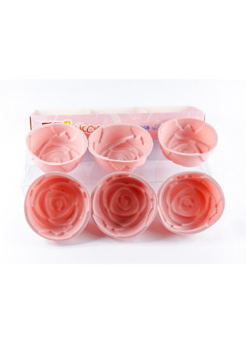 Набір форм силіконових для випічки кексів Роза, 6шт, 8см рожевий (MYS-42004) MysSilicone (216708595)
