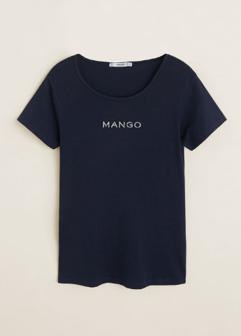 Темно-синяя летняя футболка Mango