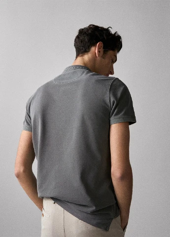 Серо-зеленая футболка-поло для мужчин Massimo Dutti меланжевая