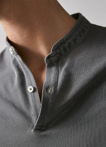 Серо-зеленая футболка-поло для мужчин Massimo Dutti меланжевая