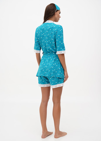 Темно-бірюзова літня піжама (кардиган, шорти) Lucci