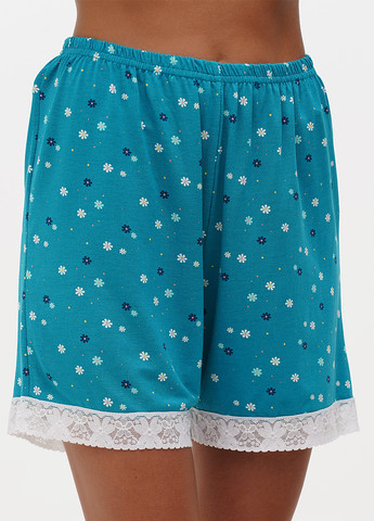 Темно-бірюзова літня піжама (кардиган, шорти) Lucci