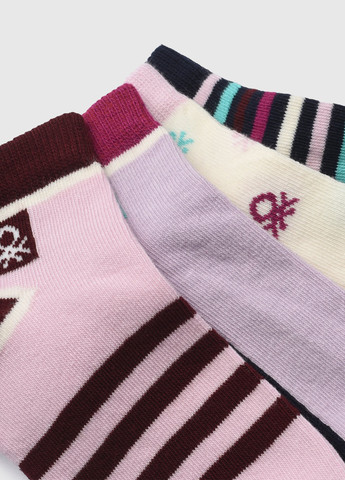 Розово-лиловые носки (4 пары) United Colors of Benetton полоска всесезон (366871478)