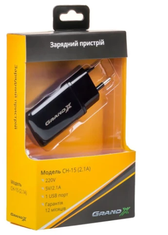 Зарядное устройство 5V 2,1A USB Black (CH-15B) Grand-X (216637803)