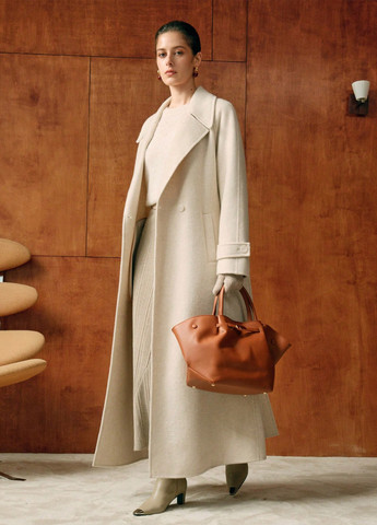 Кремовое зимнее Пальто двубортное SHEIN