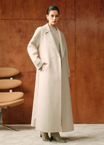 Кремовое зимнее Пальто двубортное SHEIN